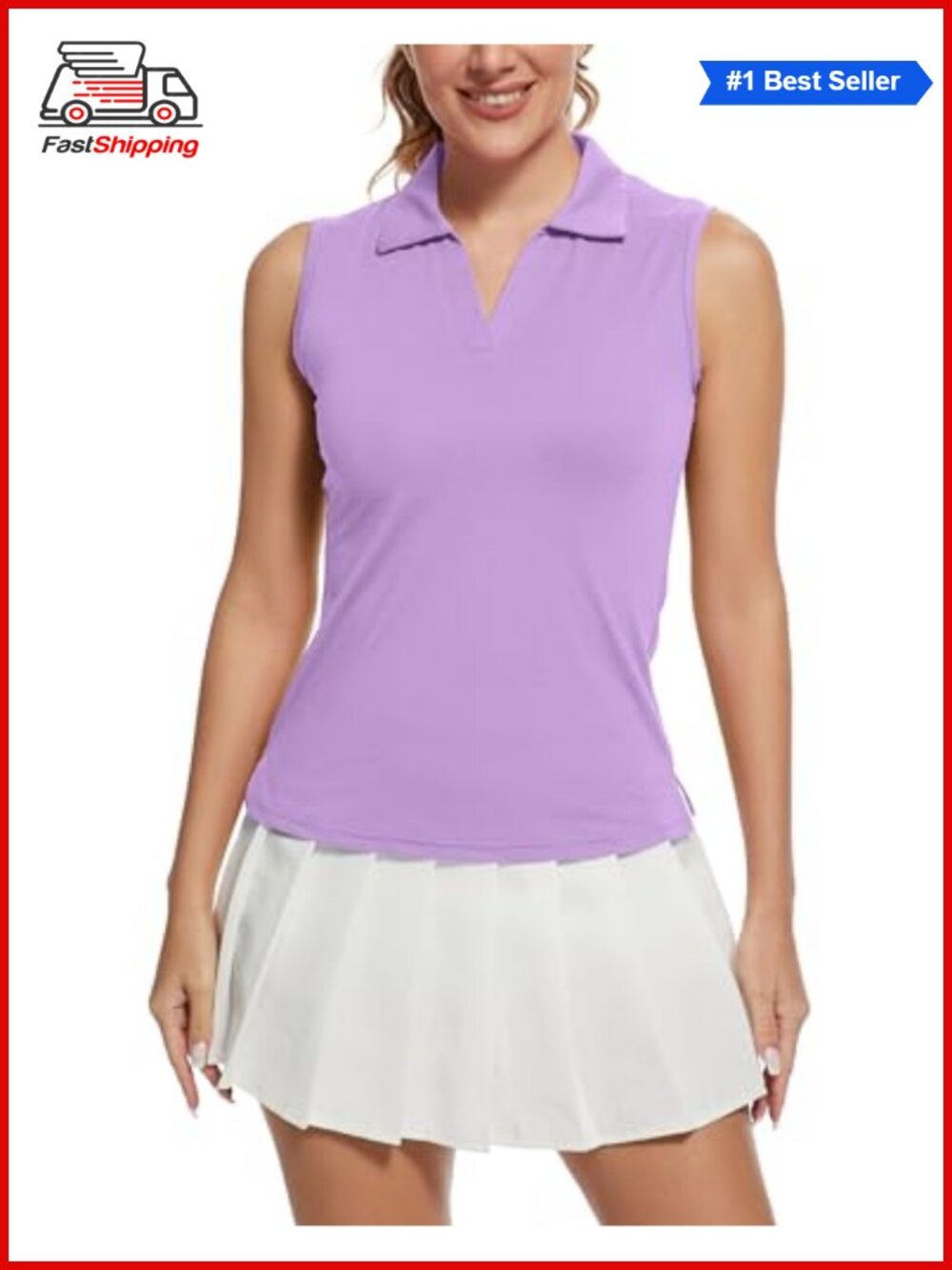 MathCat Womens Golf Polo Tank Top UPF 50+ Sleeveless Athletic V-Neck Shirt
